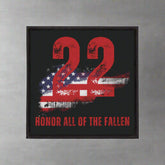 Patch with '22 Honor All of the Fallen' text and American flag design on a black background